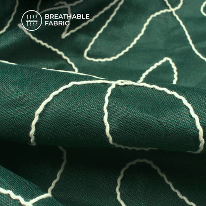 Castleton Green Embroidery Threadwork Plain Blend Cotton Slub Fabric