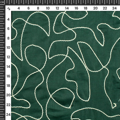 Castleton Green Embroidery Threadwork Plain Blend Cotton Slub Fabric