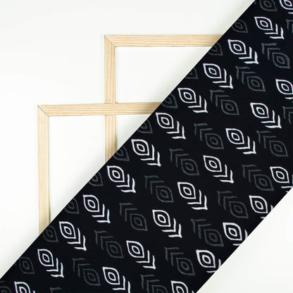 Monochrome Booti Pattern Handblock Cotton Fabric
