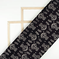 Monochrome Ikat Pattern Handblock Cotton Fabric
