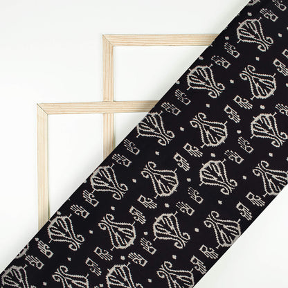Monochrome Ikat Pattern Handblock Cotton Fabric
