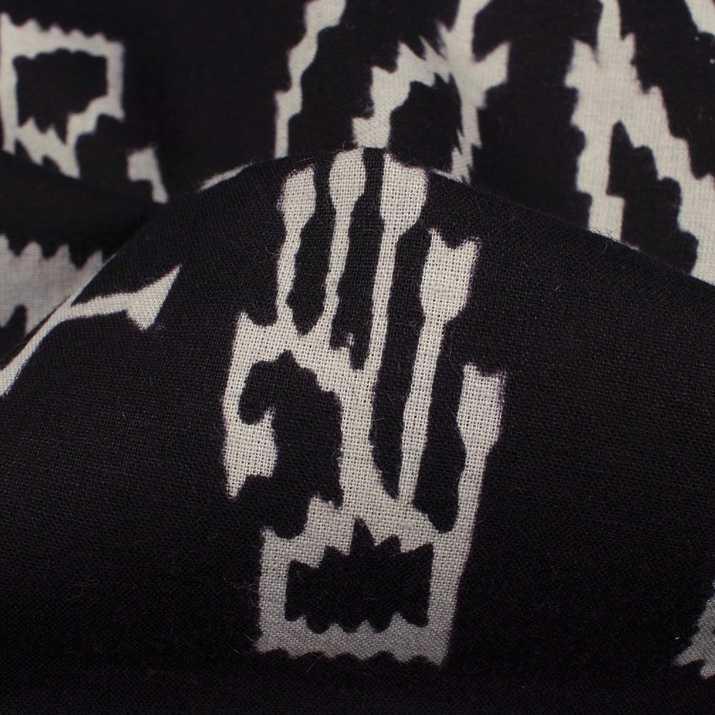 Monochrome Ikat Pattern Handblock Cotton Fabric