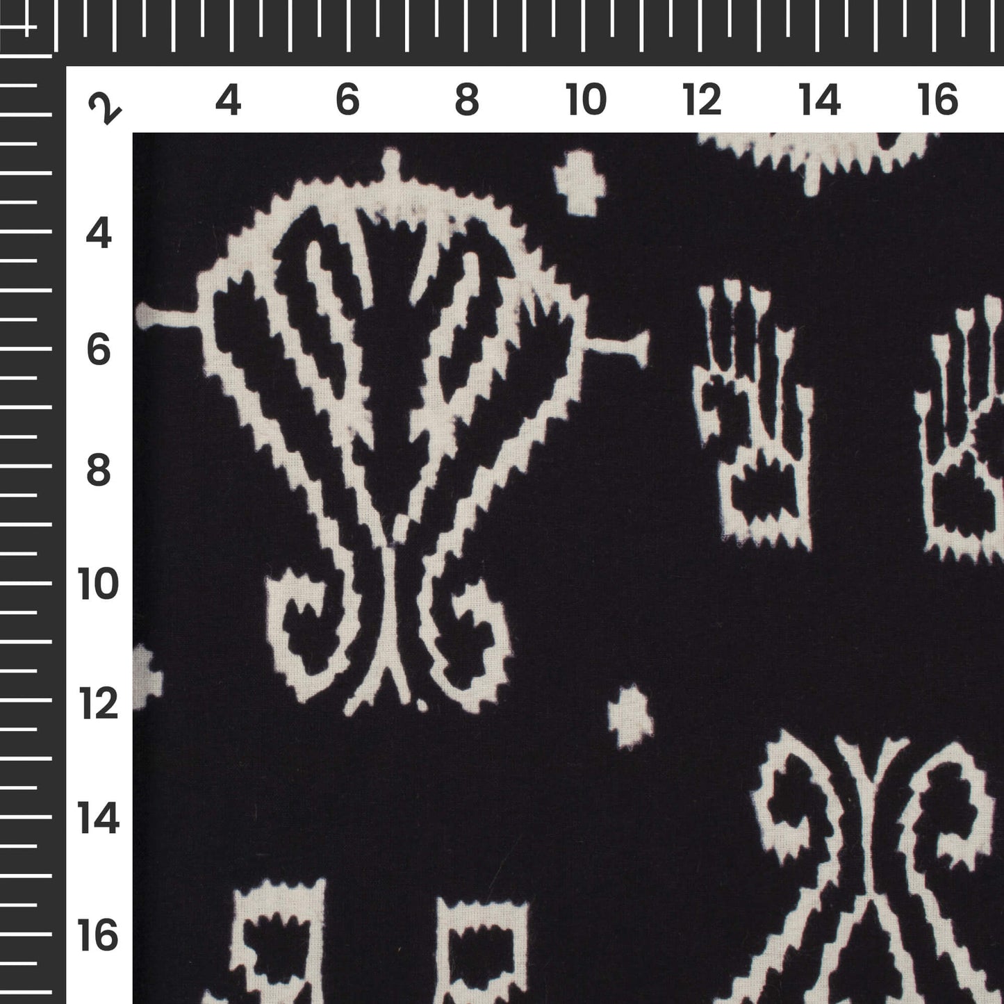 Monochrome Ikat Pattern Handblock Cotton Fabric