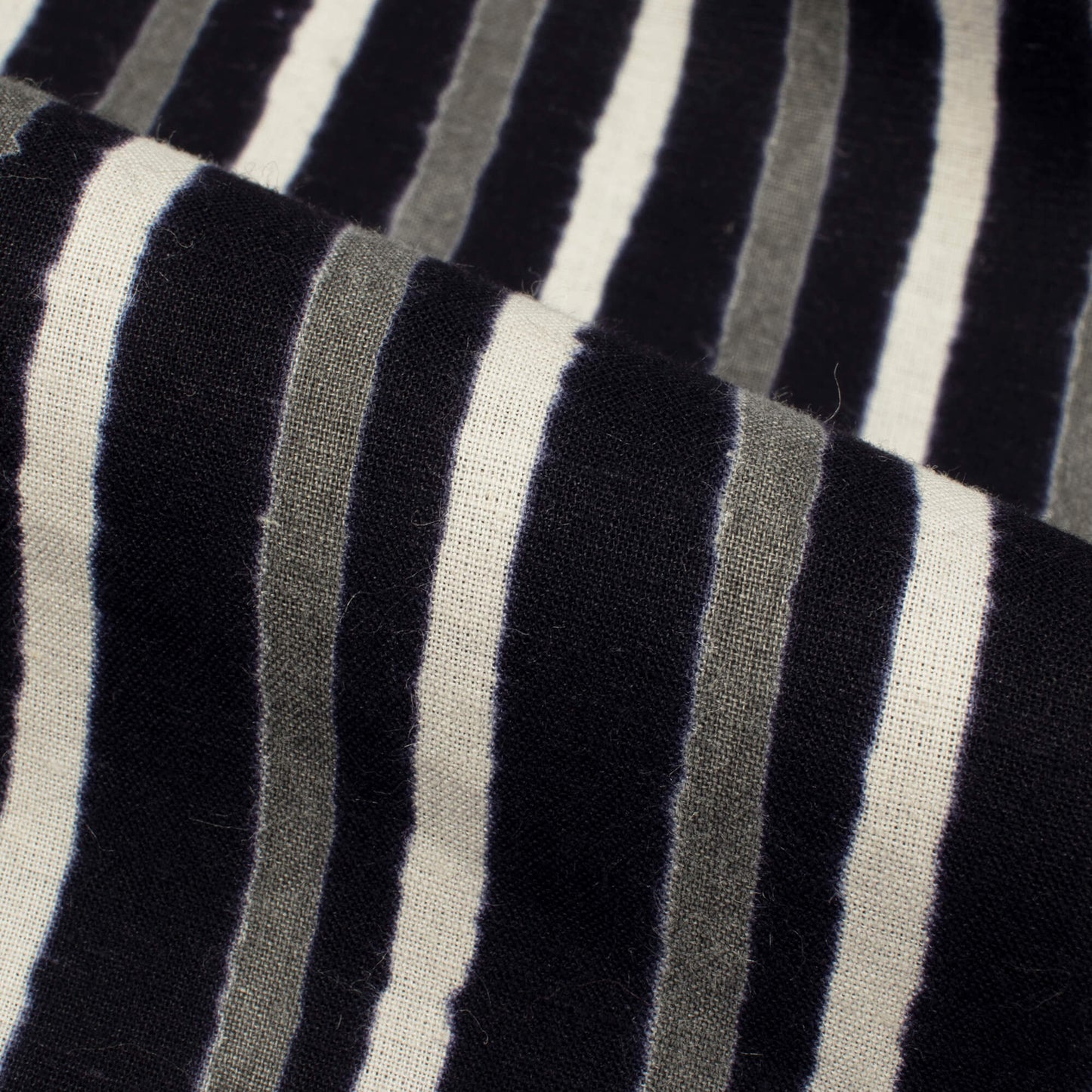 Monochrome Stripes Pattern Handblock Cotton Fabric