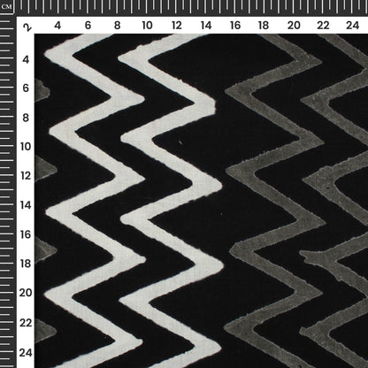 Monochrome Chevron Pattern Handblock Cotton Fabric