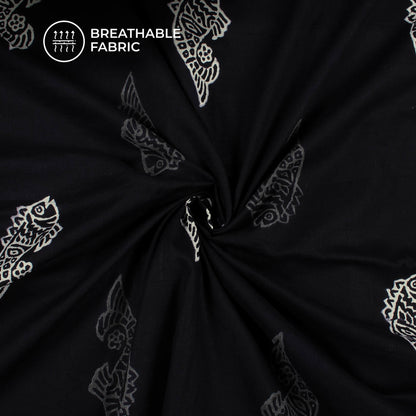 Monochrome Quirky Pattern Handblock Cotton Fabric