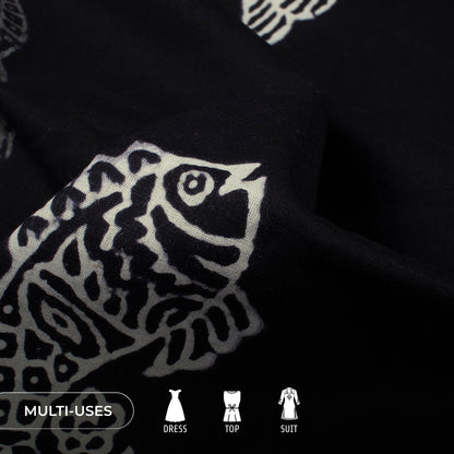 Monochrome Quirky Pattern Handblock Cotton Fabric