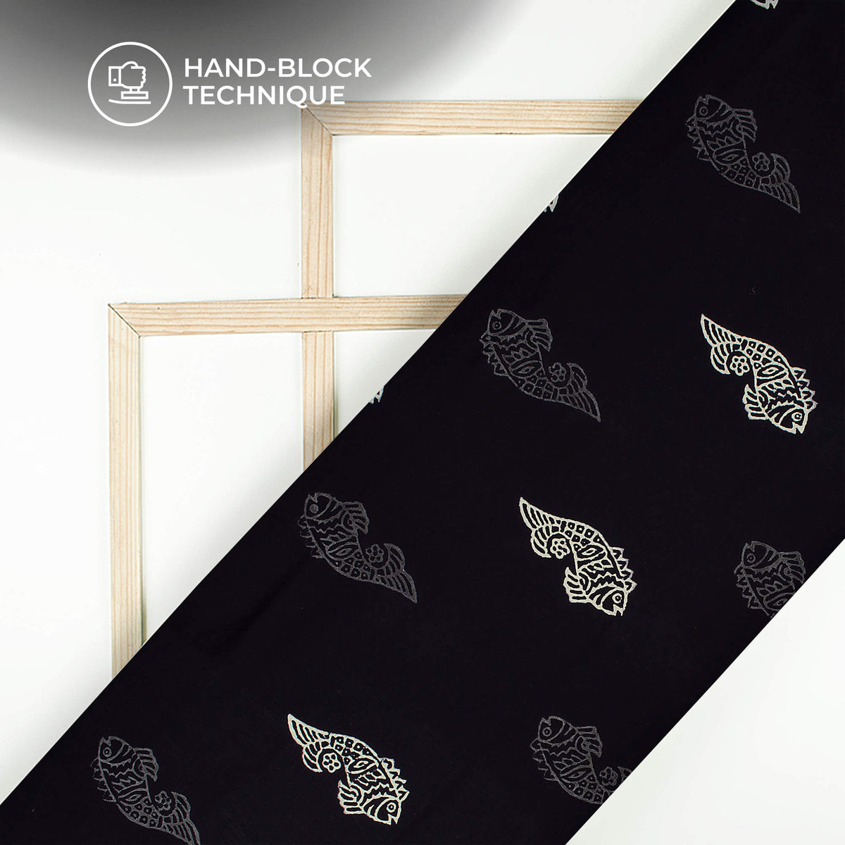 Monochrome Quirky Pattern Handblock Cotton Fabric