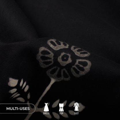 Monochrome Floral Pattern Handblock Cotton Fabric