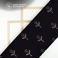 Monochrome Floral Pattern Handblock Cotton Fabric