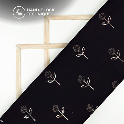 Monochrome Floral Pattern Handblock Cotton Fabric