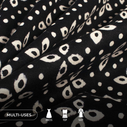 Monochrome Geometric Pattern Handblock Cotton Fabric