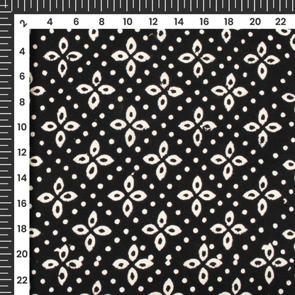 Monochrome Geometric Pattern Handblock Cotton Fabric