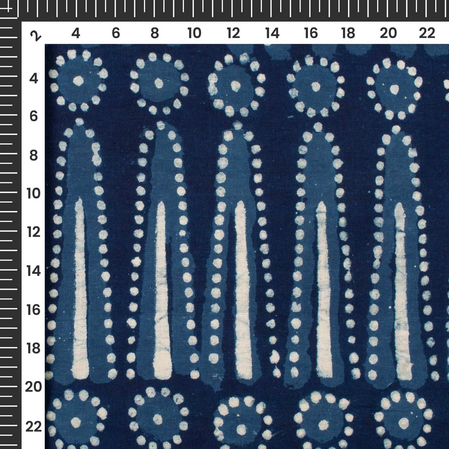 Indigo Geometric Pattern Handblock Cotton Fabric