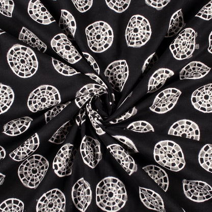 Monochrome Geometric Pattern Handblock Cotton Fabric
