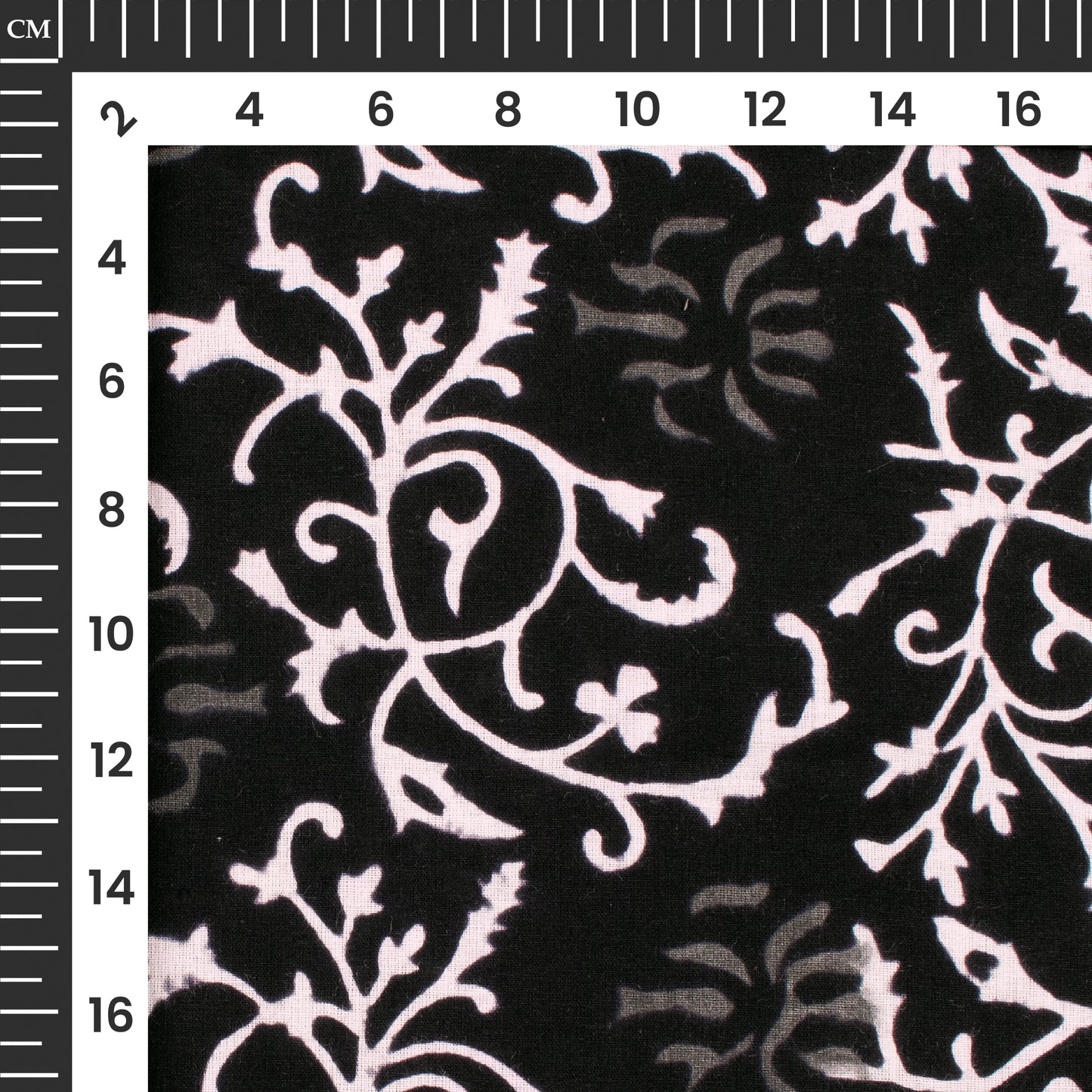 Monochrome Floral Pattern Handblock Cotton Fabric