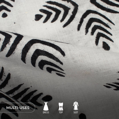 Monochrome Traditional Pattern Handblock Cotton Fabric