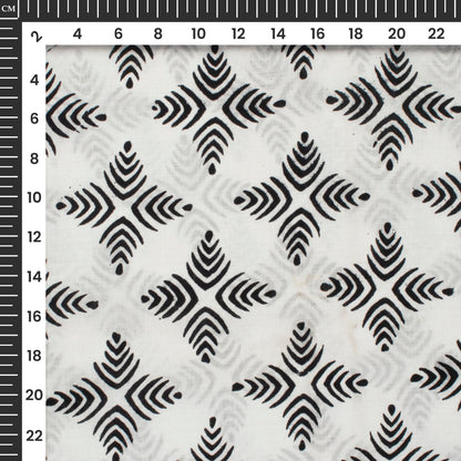 Monochrome Traditional Pattern Handblock Cotton Fabric