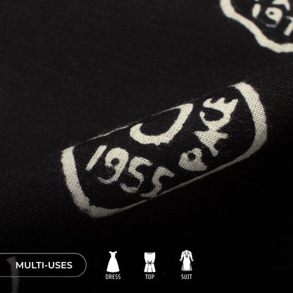 Monochrome Quirky Pattern Handblock Cotton Fabric