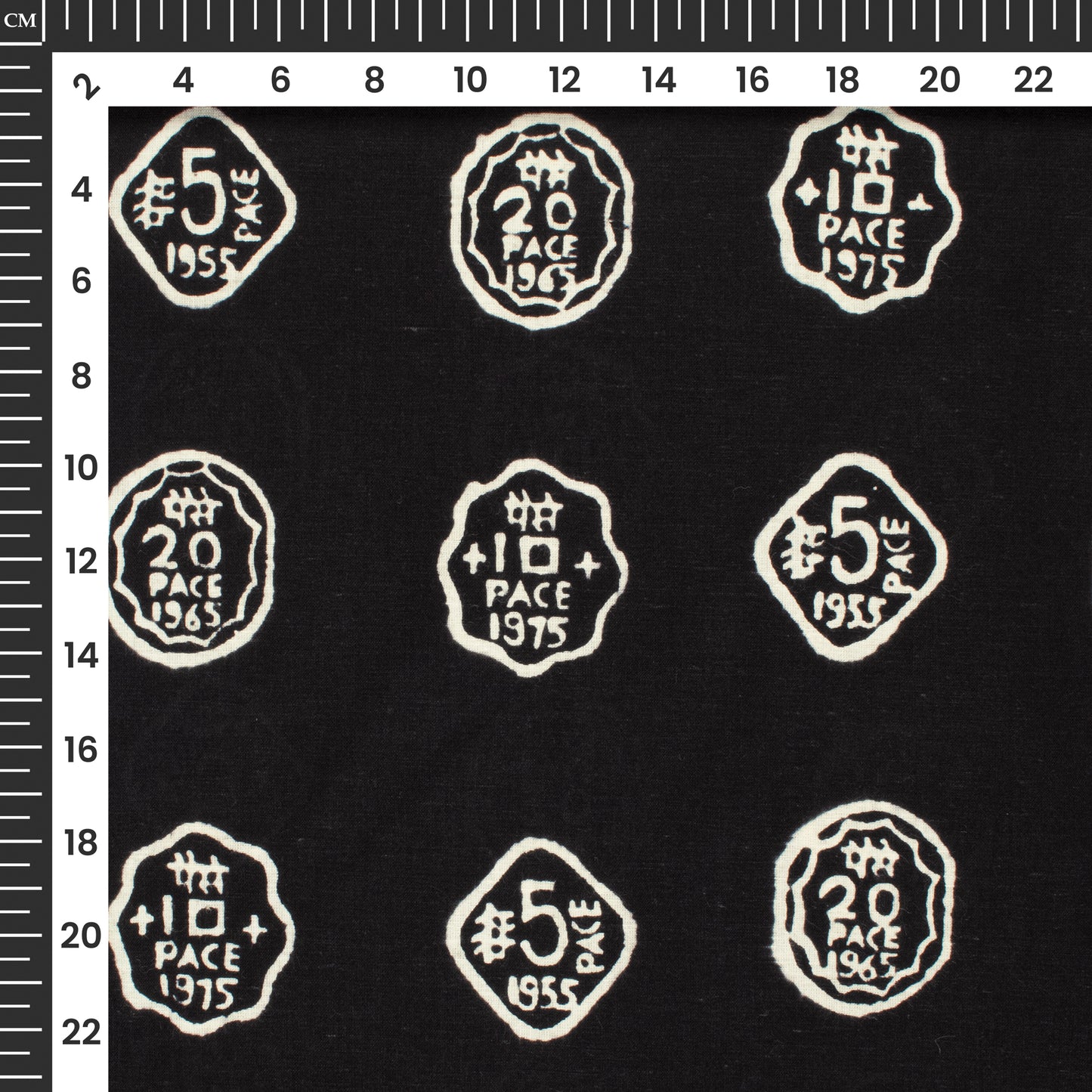 Monochrome Quirky Pattern Handblock Cotton Fabric