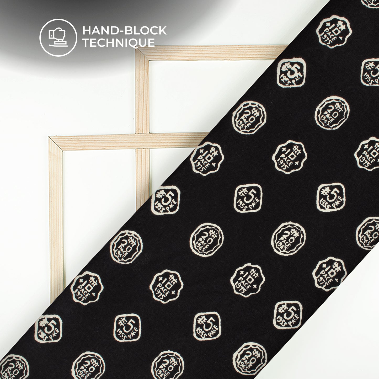 Monochrome Quirky Pattern Handblock Cotton Fabric