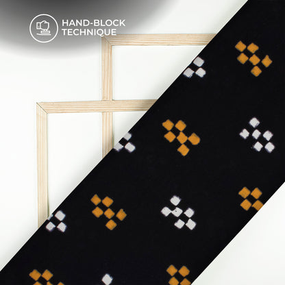 Monochrome Geometric Pattern Handblock Cotton Fabric