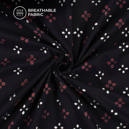 Monochrome Booti Pattern Handblock Cotton Fabric
