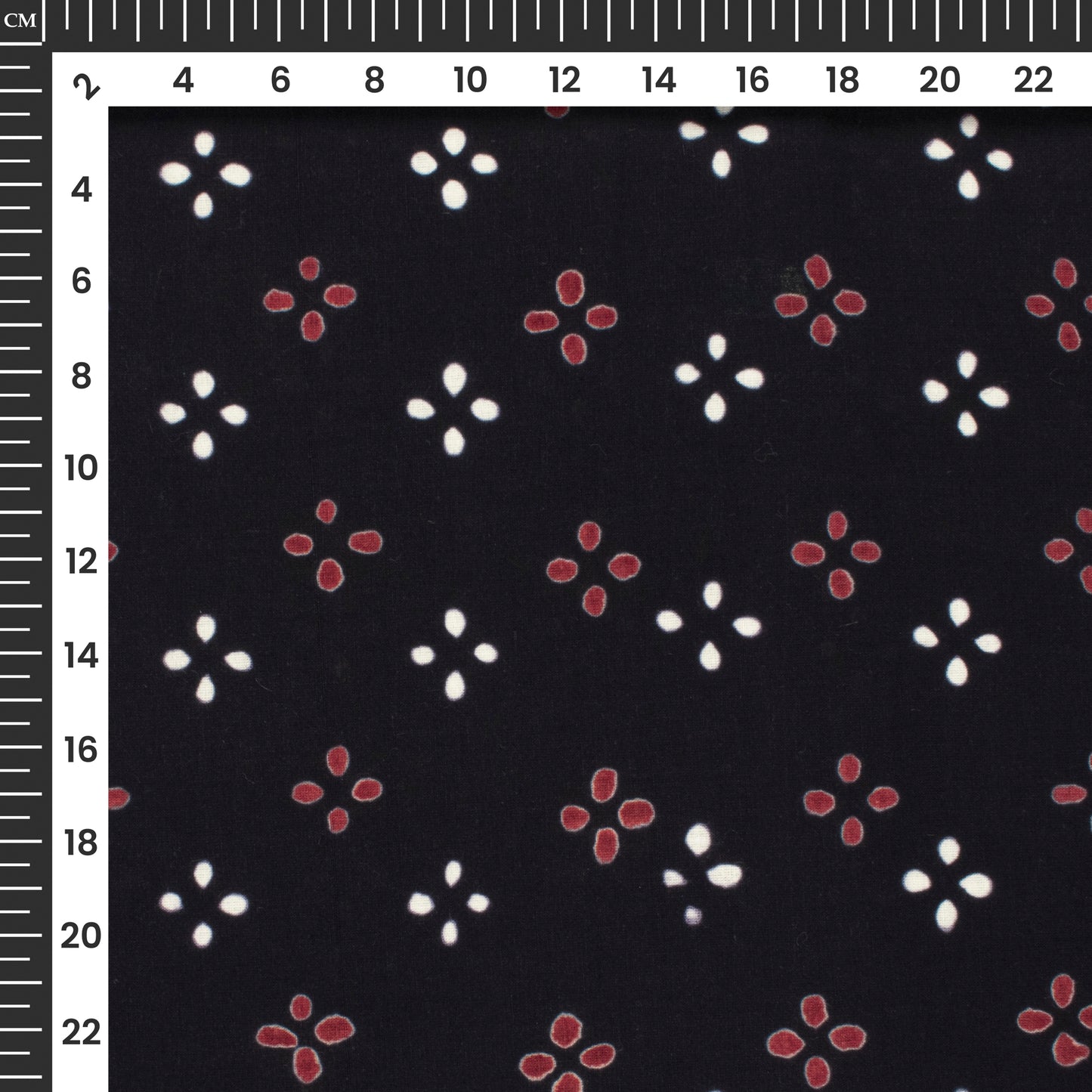 Monochrome Booti Pattern Handblock Cotton Fabric