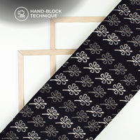 Monochrome Floral Pattern Handblock Cotton Fabric
