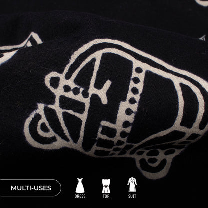 Monochrome Quirky Handblock Cotton Fabric
