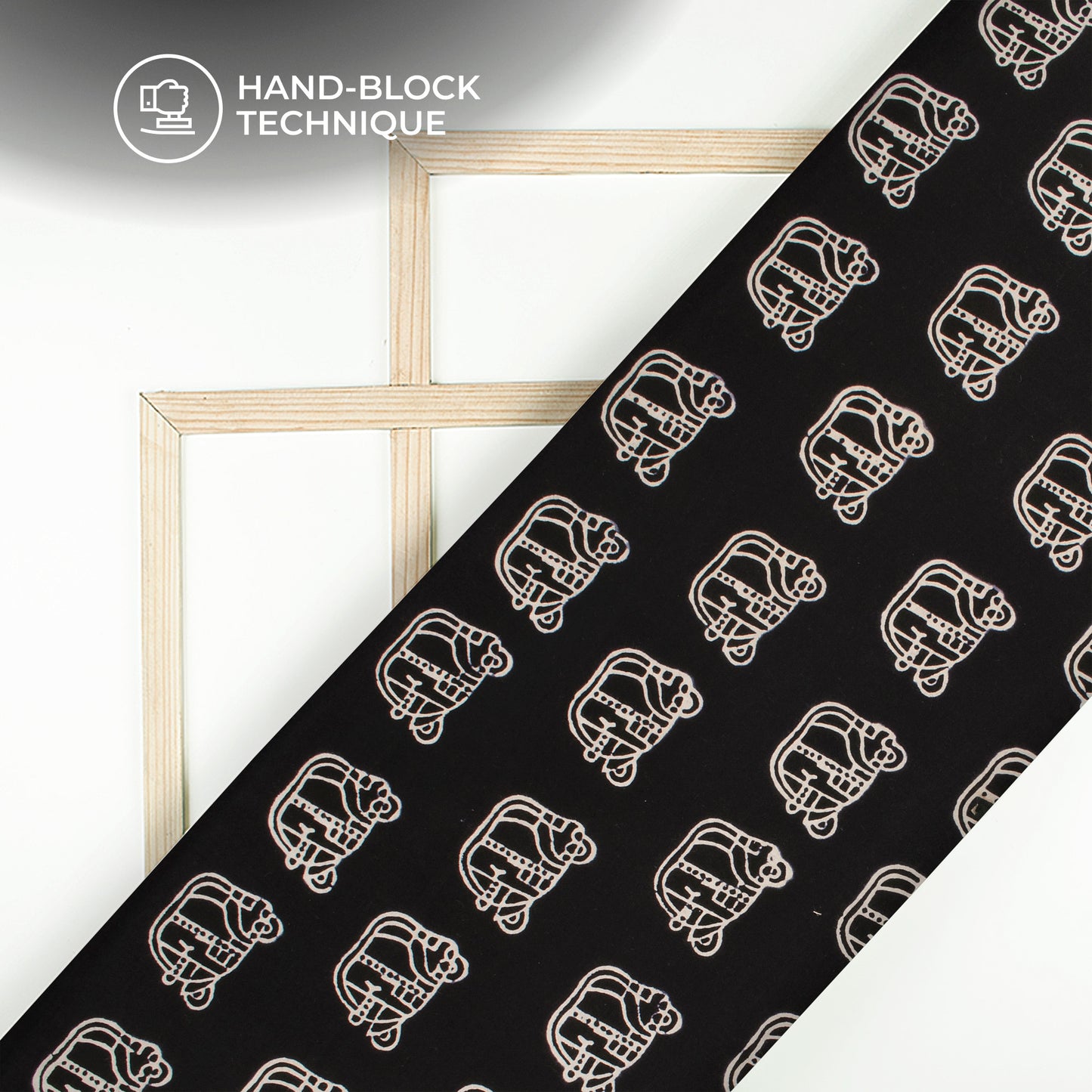 Monochrome Quirky Handblock Cotton Fabric