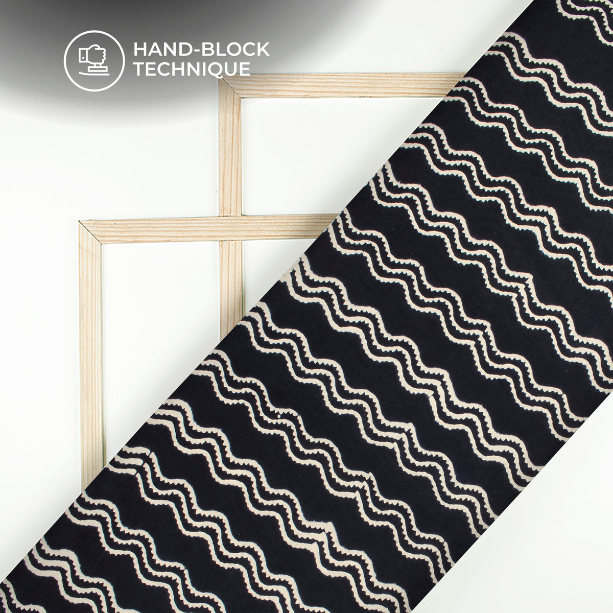 Monochrome Leheriya Handblock Cotton Fabric