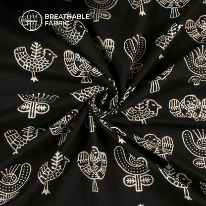 Monochrome Quirky Handblock Cotton Fabric