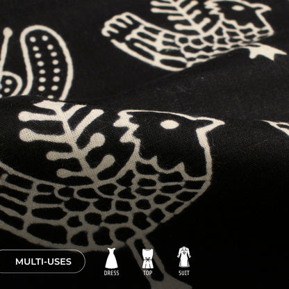 Monochrome Quirky Handblock Cotton Fabric