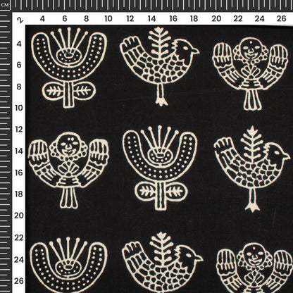Monochrome Quirky Handblock Cotton Fabric