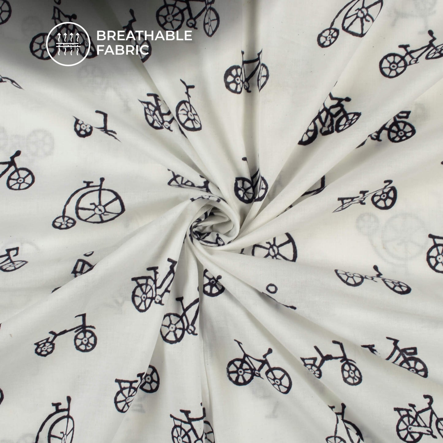 Monochrome Quirky Handblock Cotton Fabric