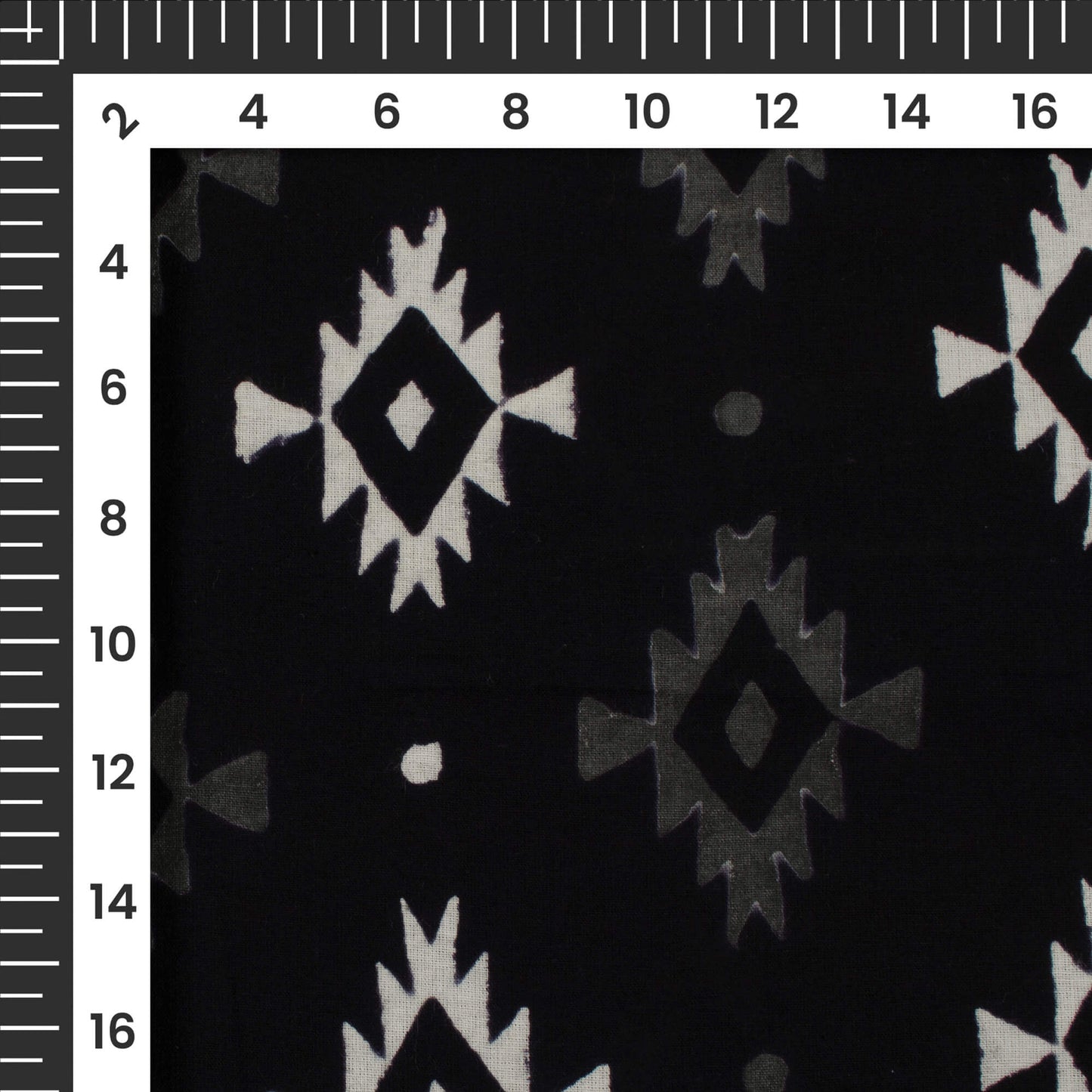 Monochrome Bandhani Handblock Cotton Fabric