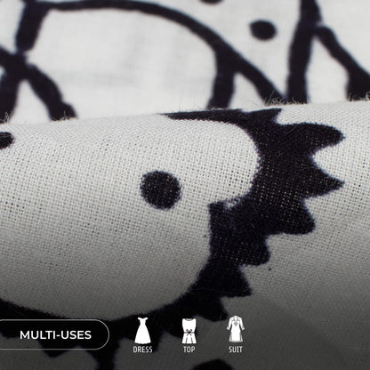 Monochrome Quirky Handblock Cotton Fabric