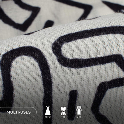 Monochrome Quirky Handblock Cotton Fabric