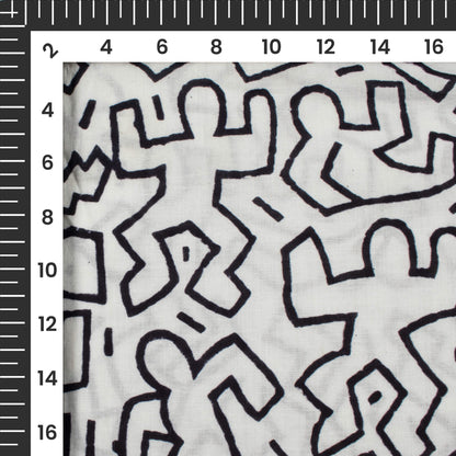 Monochrome Quirky Handblock Cotton Fabric