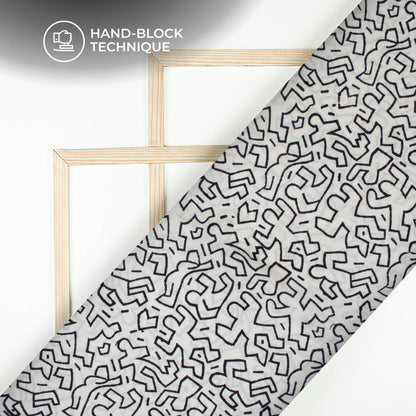 Monochrome Quirky Handblock Cotton Fabric