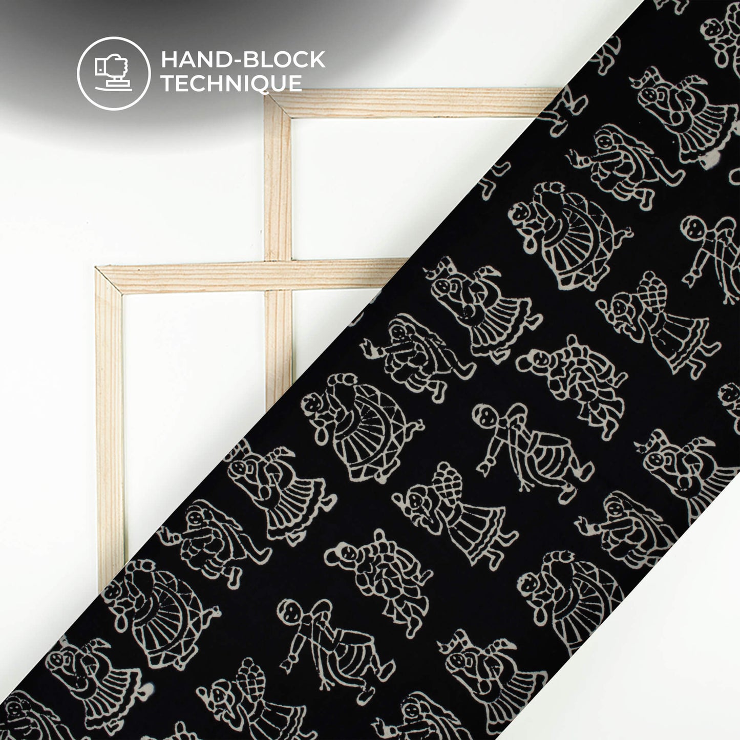 Monochrome Quirky Handblock Cotton Fabric