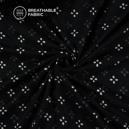 Monochrome Floral Handblock Cotton Fabric