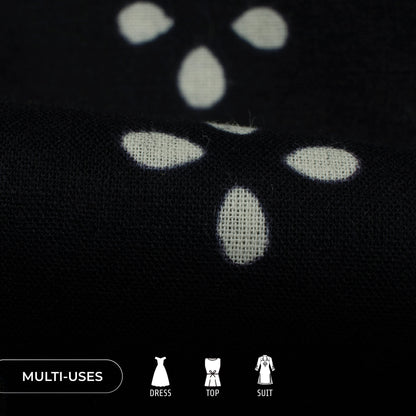 Monochrome Floral Handblock Cotton Fabric