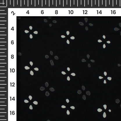 Monochrome Floral Handblock Cotton Fabric
