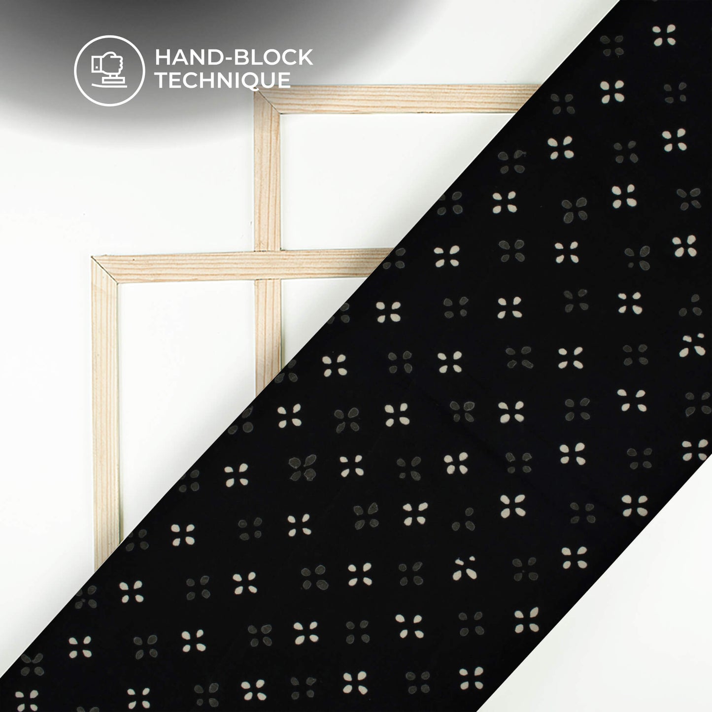 Monochrome Floral Handblock Cotton Fabric