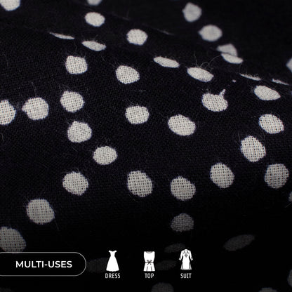 Monochrome Bandhani Handblock Cotton Fabric