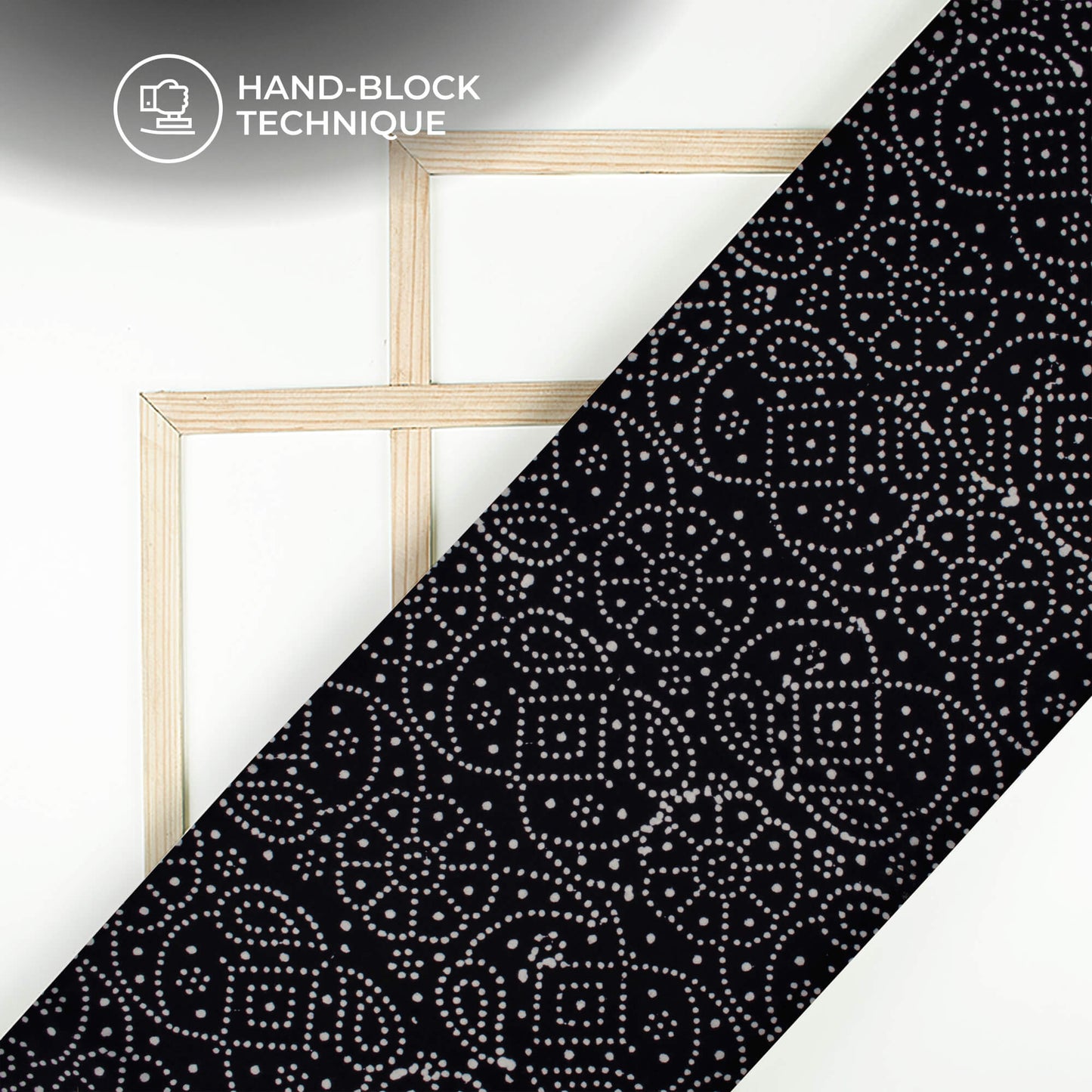 Monochrome Bandhani Handblock Cotton Fabric