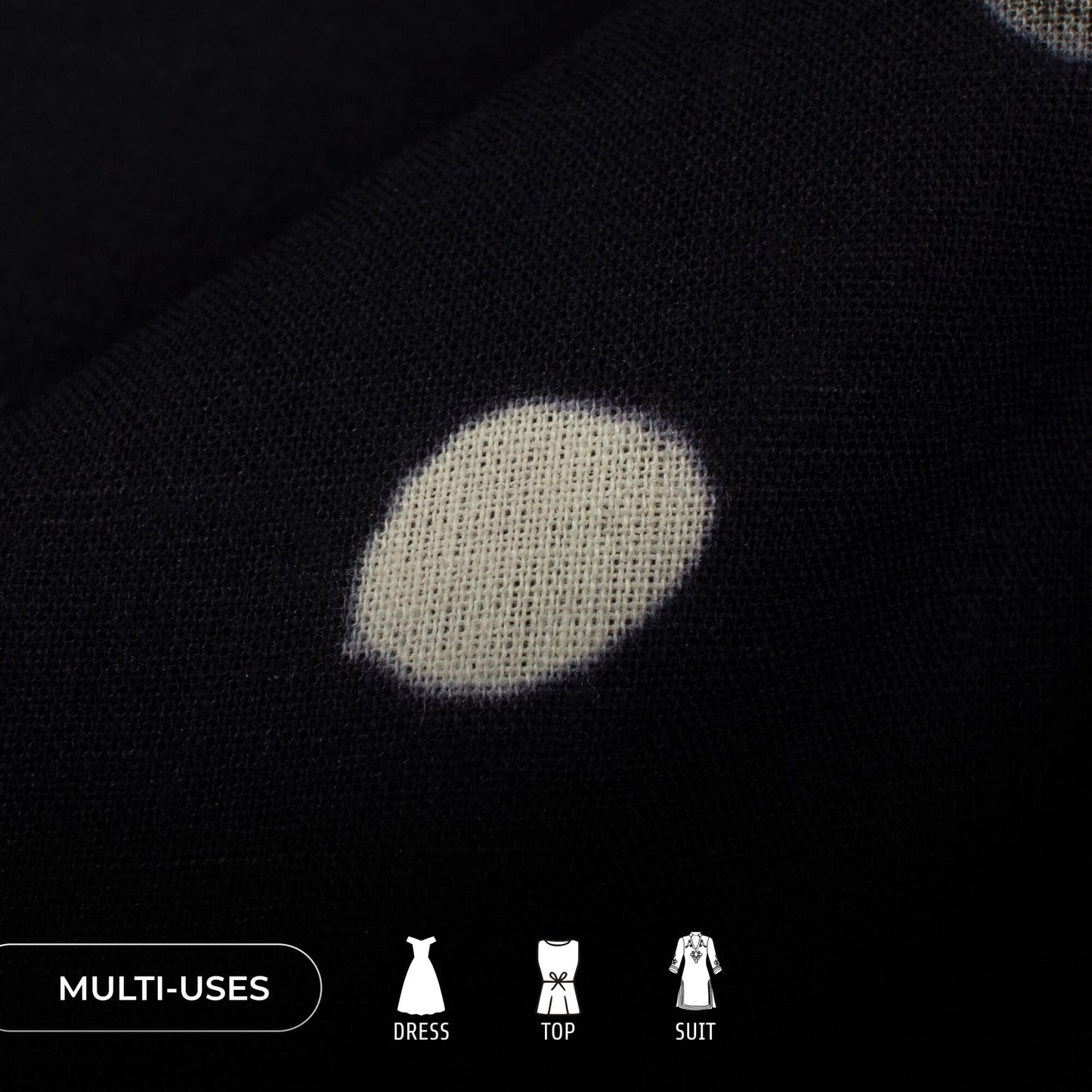Monochrome Polka Dots Handblock Cotton Fabric