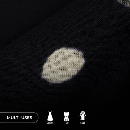 Monochrome Polka Dots Handblock Cotton Fabric